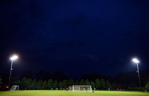 Spain&#039;s national football team take part in a training session at Kirsha Sport Center