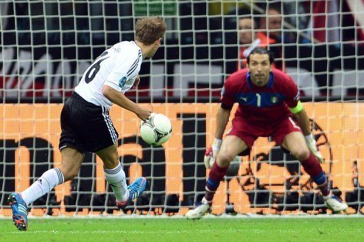 German defender Philipp Lahm tries to score