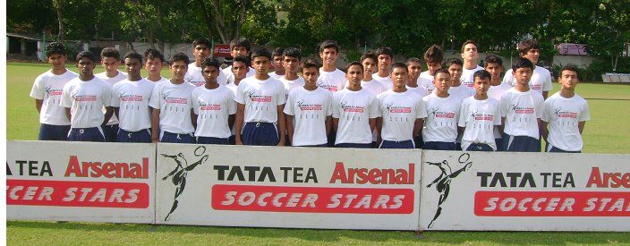 Some of the selected players for the Tata Tea Arsenal Soccer Stars camp.