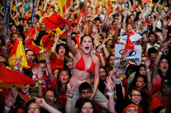 Spain Fans Watch The UEFA EURO 2012 Final Match Against Italy