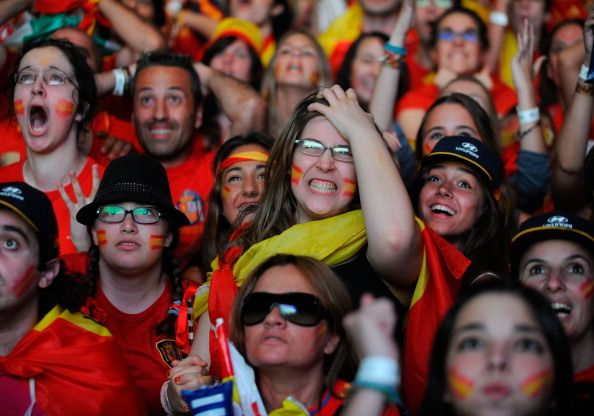 Spain Fans Watch The UEFA EURO 2012 Final Match Against Italy