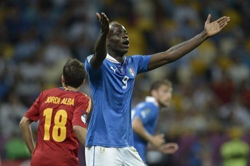 Italian forward Mario Balotelli reacts during the match