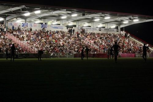 Flood lights shut down at the 93rd minute of the French L1 football match Ajaccio vs Paris Saint-Germain