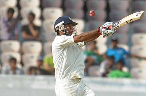 Cheteshwar Pujara, who replaced Rahul Dravid, played some handsome shots as he hit two fours in an over