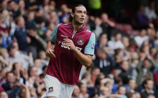 West Ham United&#039;s striker Andy Carroll seen on his debut