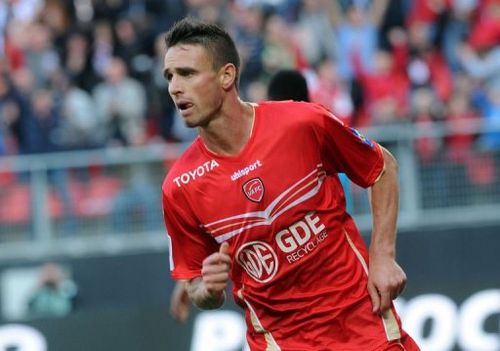 Valenciennes' Anthony Le Tallec celebrates after scoring