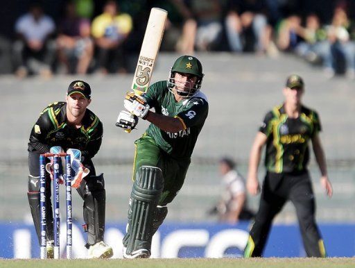 Nasir Jamshed reached his half-century today with a boundary off Brad Hogg
