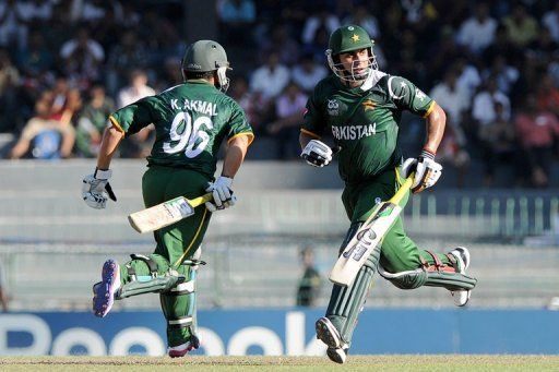 Nasir Jamshed (right) put on 79 off 55 balls for the third wicket with Kamran Akmal (left)
