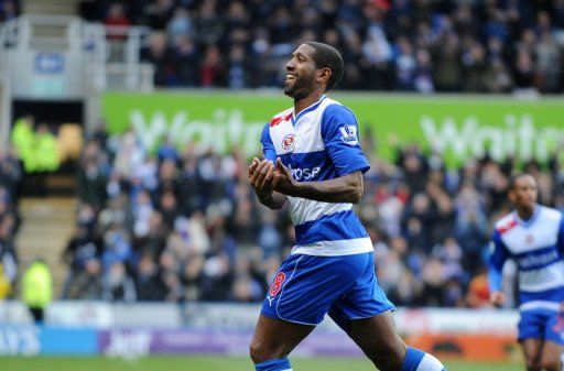 Reading&#039;s Mikele Leigertwood celebrates scoring a goal