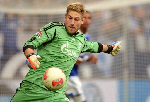 Schalke&#039;s goalkeeper Lars Unnerstall, seen here in action during their match against Nuremberg, on October 27