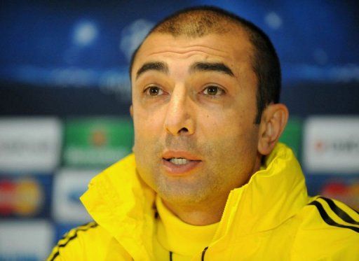 Chelsea manager Roberto Di Matteo speaks during a press conference at Stamford Bridge