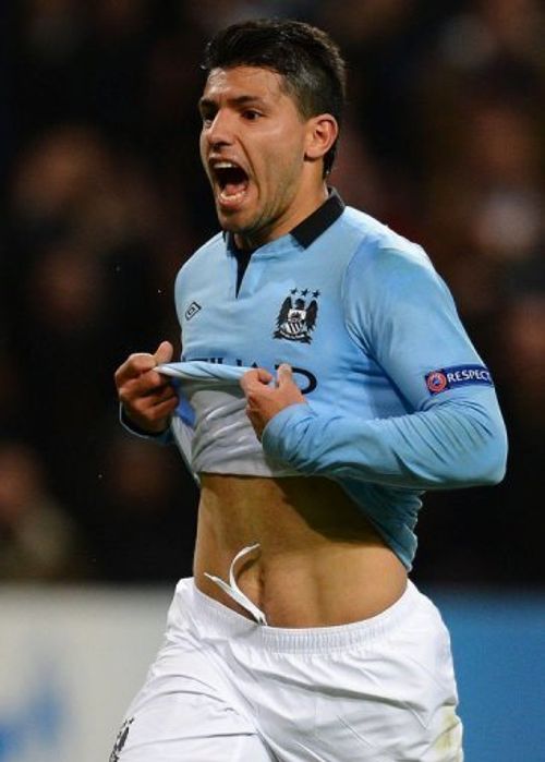 Manchester City's Sergio Aguero celebrates after scoring