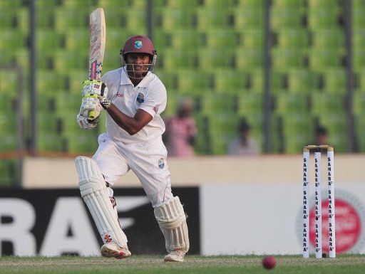 Shivnarine Chanderpaul was on 203 not out when West Indies declared at 527-4