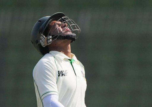 Bangladesh captain Mushfiqur Rahim leaves the field after being dismissed