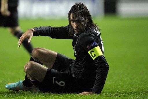 Celtic&#039;s Georgios Samaras reacts during the match