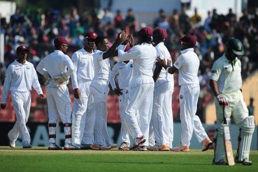 West Indies lead the two-Test series 1-0 and got off to a flying start in the second match with three wickets before lunch