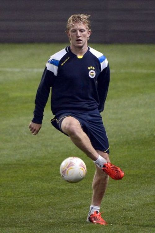 Fenerbahce's Dirk Kuyt controls the ball during a training session at the Velodrome