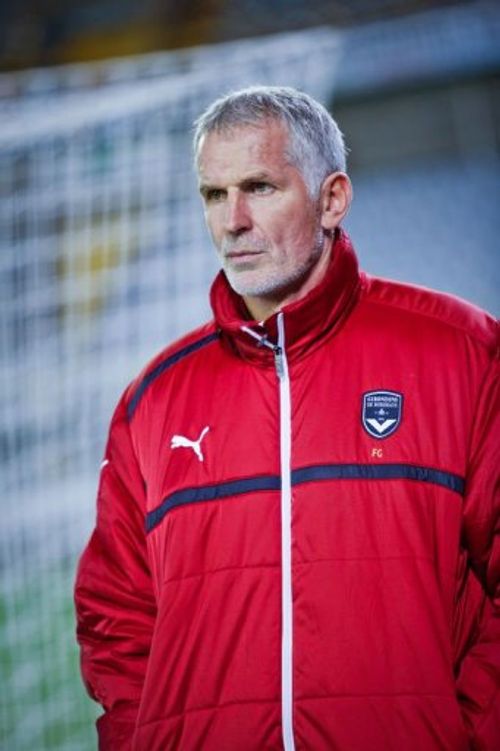 Bordeaux head coach Francis Gillot looks on during a training session in Bruges