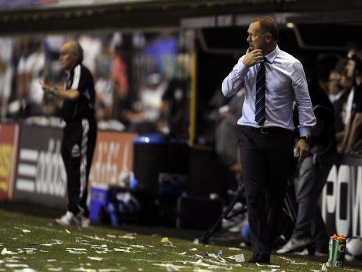 Brazilian head football coach Mano Menezes at a match in Buenos Aires