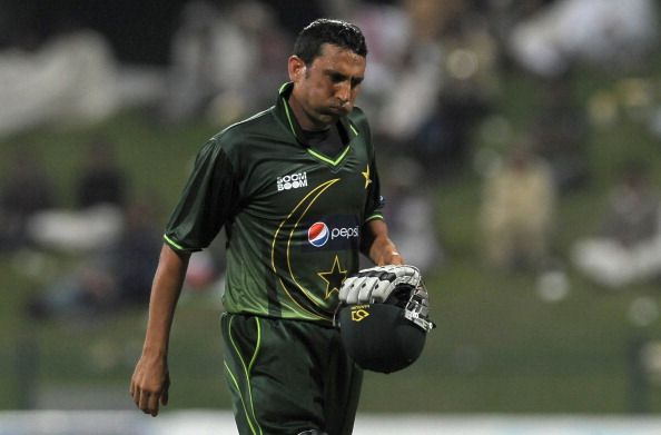 Pakistan&#039;s Younis Khan walks back to the