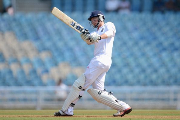 MUMBAI, INDIA - NOVEMBER 03:  Joe Root of England bats during day one of the tour match between Mumbai A and England at The Dr D.Y. Palit Sports Stadium on November 3, 2012 in Mumbai, India.