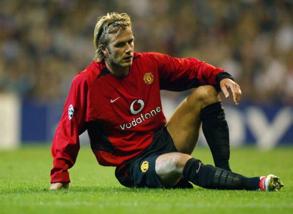 A dejected David Beckham of Manchester United