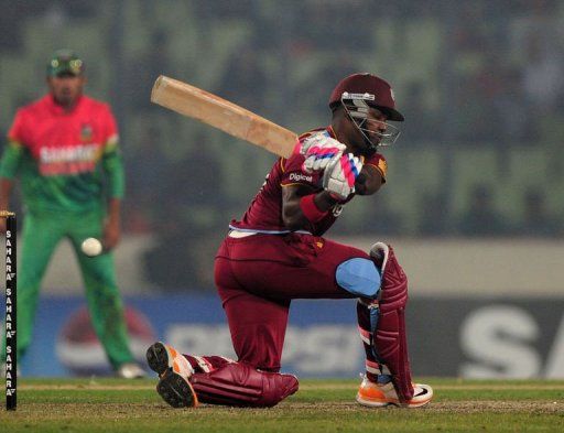West Indies cricketer Darren Bravo plays a shot