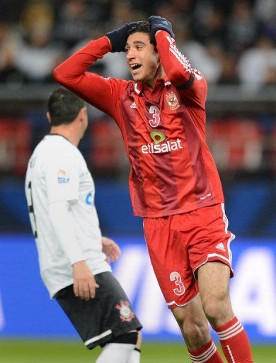 Al Ahly&#039;s Ramy Rabia regrets missing a shot on goal against Corinthians in Toyota on December 12, 2012