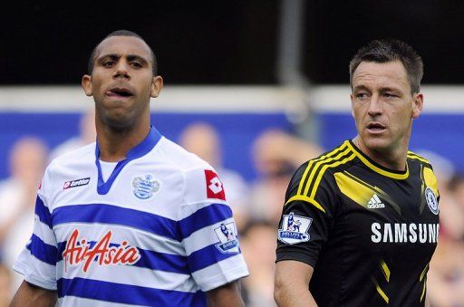 Anton Ferdinand (left) and John Terry play in a Queens Park Rangers-Chelsea game at Loftus Road on September 15, 2012