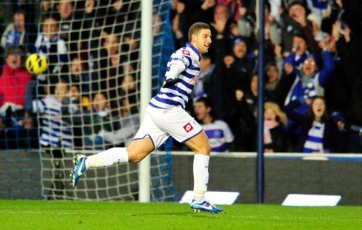 Queens Park Rangers&#039; midfielder Adel Taarabt celebrates scoring in London on December 15, 2012