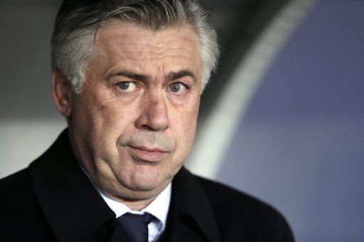 Paris Saint-Germain&#039;s coach Carlo Ancelotti on December 8, 2012 at the Parc des Prince stadium in Paris.