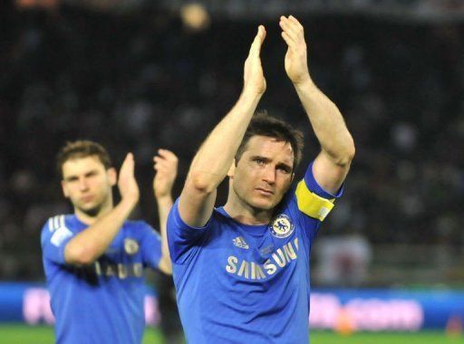 Frank Lampard applauds Chelsea fans in Yokohama, Japan after his side lost the Club World Cup final on December 16, 2012