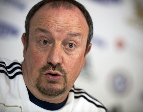 Chelsea's interim manager Rafael Benitez at a press conference at the club's training complex on December 18, 2012