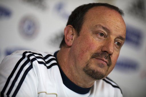 Chelsea interim manager Rafael Benitez at a press conference in London on December 18, 2012