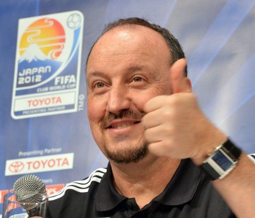 Rafa Benitez gives a press conference in Yokohama on December 15, 2012