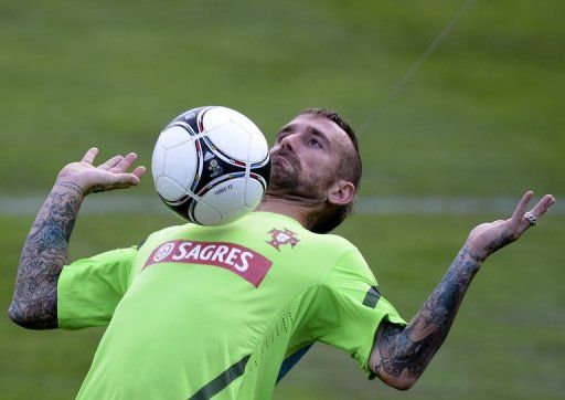 Portugal&#039;s midfielder Raul Meireles at Praia Del Rey near Obidos on October 8, 2012