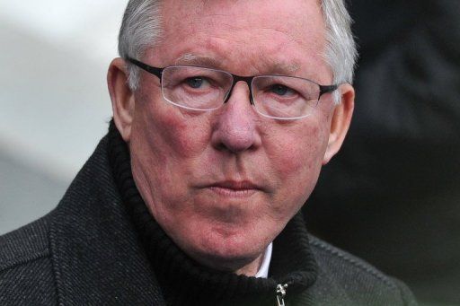 Manchester United manager Alex Ferguson at his side&#039;s Premier League match against City on December 9, 2012