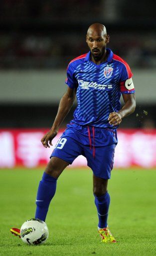 Nicolas Anelka playing for Shanghai Shenhua in a Chinese Super League match on July 28, 2012