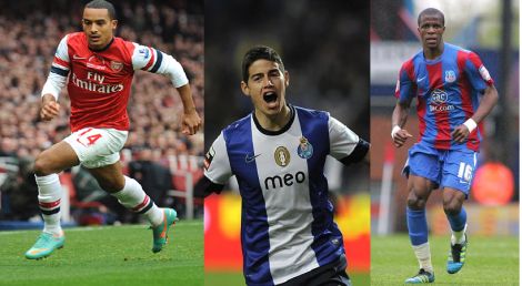 Walcott (L), James Rodriguez (C), Zaha (R)