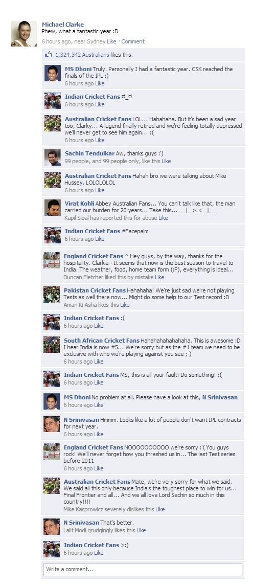 Indian cricket fans on Facebook