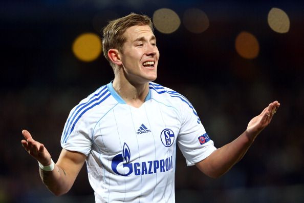 MONTPELLIER, FRANCE - DECEMBER 04:  Lewis Holtby of Schalke looks thoughtful during the UEFA Champions League group B match between Montpellier Herault SC and FC Schalke 04 at Stade de la Mosson on December 4, 2012 in Montpellier, France.  