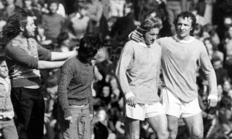 Denis Law after scoring the goal against Manchester United