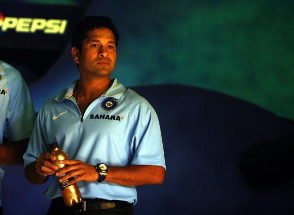 Sachin Tendulkar, India Cricket Player at the farewell from Pepsi Blue Billion Brigade for Indian Cricket Team before they leave for the world cup 2007 in Mumbai, Maharashtra, India
