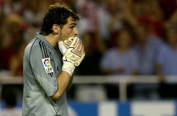 Real Madrid&#039;s goalkeeper Casillas reacts