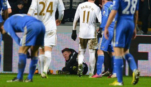 Charlie Morgan winces after allegedly being kicked by Eden Hazard