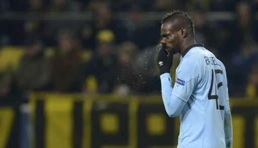 Mario Balotelli during the UEFA Champions League match against Borrusia Dortmund on December 4, 2012