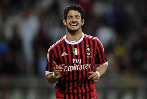 AC Milan's forward Alexandre Pato celebrates after scoring on January 4, 2012 at the Al-Rashid stadium in Dubai