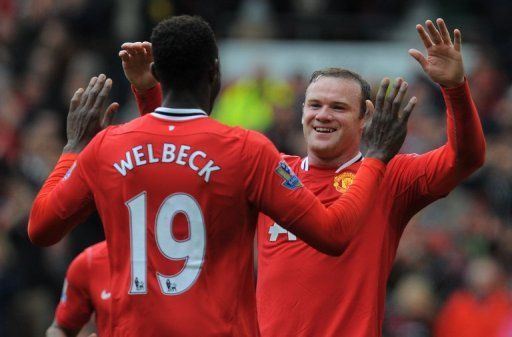 Manchester United&#039;s English forward Wayne Rooney at Old Trafford in Manchester, north-west England on April 22 2012