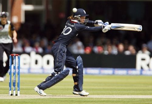 England's Sarah Taylor bats against New Zealand during the Women's Twenty20 World Cup final in London on June 21, 2009