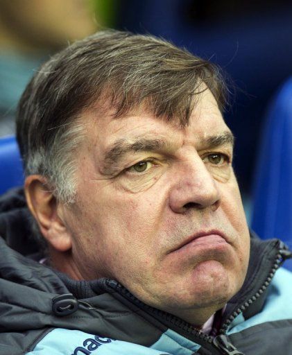 West Ham United manager Sam Allardyce watches his side at Reading on December 29, 2012